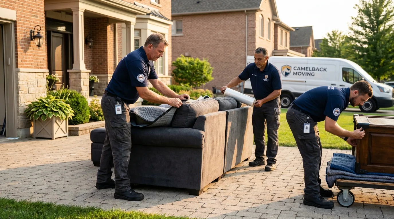 Large estate moving crew wrapping furniture in Marsing, ID
