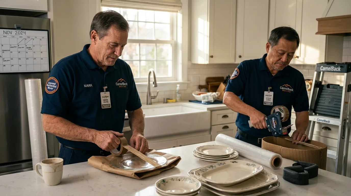 Professional crew packing kitchen dishware in Marsing, ID